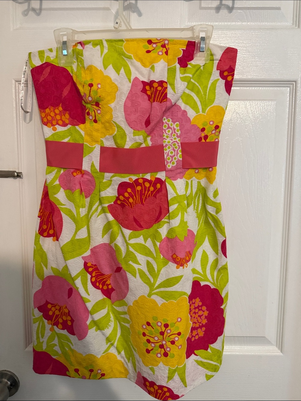 Lilly Pulitzer Strapless Floral Dress in Pink, Yellow & Green size 6